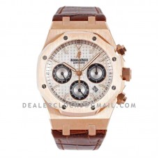 Royal Oak Self-Winding Chronograph White/Black Dial in Rose Gold on Leather Strap Royal Oak Self-Winding Chronograph White/Black Dial in Rose Gold on Leather Strap