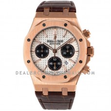 Royal Oak Self-Winding Chronograph White/Black Dial in Rose Gold on Leather Strap Royal Oak Self-Winding Chronograph White/Black Dial in Rose Gold on Leather Strap