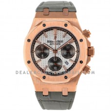 Royal Oak Self-Winding Chronograph White/Grey Dial in Rose Gold on Leather Strap Royal Oak Self-Winding Chronograph White/Grey Dial in Rose Gold on Leather Strap