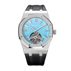 Royal Oak Tourbillon Extra-Thin Tiffany Blue Dial in Steel on Rubber Strap
