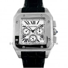Santos 100 XL Chronograph White Dial in Steel Santos 100 XL Chronograph White Dial in Steel