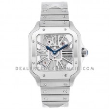Santos De Cartier Watch Skeleton Dial in Steel Santos De Cartier Watch Skeleton Dial in Steel