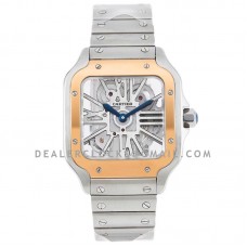 Santos De Cartier Watch Skeleton Dial in Steel/Rose Gold Santos De Cartier Watch Skeleton Dial in Steel/Rose Gold