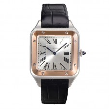 Santos-Dumont (Extra-Large) Silver Dial in Steel/Rose Gold on Black Leather Strap Ref. W2SA0017 Santos-Dumont (Extra-Large) Silver Dial in Steel/Rose Gold on Black Leather Strap Ref. W2SA0017