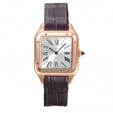 Santos-Dumont (Large) Silver Dial in Rose Gold on Purple Leather Strap Ref. WGSA0021 Santos-Dumont (Large) Silver Dial in Rose Gold on Purple Leather Strap Ref. WGSA0021