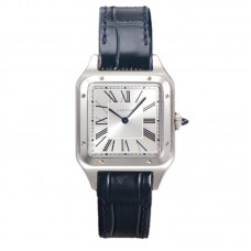 Santos-Dumont (Extra-Large) Silver Dial in Steel on Blue Leather Strap Ref. WSSA0032 Santos-Dumont (Extra-Large) Silver Dial in Steel on Blue Leather Strap Ref. WSSA0032