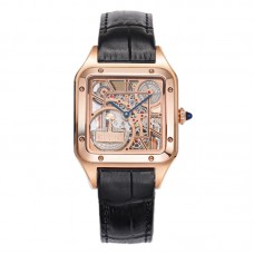 Santos-Dumont (Large) Skeleton Watch in Rose Gold on Black Leather Strap Santos-Dumont (Large) Skeleton Watch in Rose Gold on Black Leather Strap