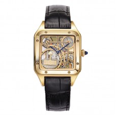 Santos-Dumont (Large) Skeleton Watch in Yellow Gold on Black Leather Strap Santos-Dumont (Large) Skeleton Watch in Yellow Gold on Black Leather Strap