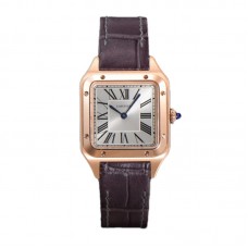 Santos-Dumont (Small) Silver Dial in Rose Gold on Purple Leather Strap Ref. WGSA0022 Santos-Dumont (Small) Silver Dial in Rose Gold on Purple Leather Strap Ref. WGSA0022