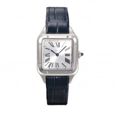 Santos-Dumont (Small) Silver Dial in Steel on Blue Leather Strap Ref. WSSA0023 Santos-Dumont (Small) Silver Dial in Steel on Blue Leather Strap Ref. WSSA0023