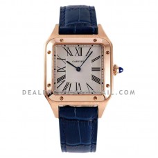 Santos-Dumont White Dial in Rose Gold on Blue Leather Strap Santos-Dumont White Dial in Rose Gold on Blue Leather Strap