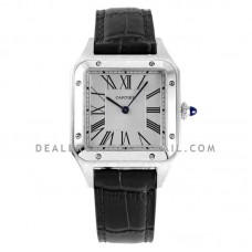 Santos-Dumont White Dial in Steel on Black Leather Strap Santos-Dumont White Dial in Steel on Black Leather Strap
