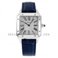 Santos-Dumont White Dial in Steel on Blue Leather Strap Santos-Dumont White Dial in Steel on Blue Leather Strap