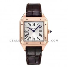 Santos-Dumont XL White Dial in Rose Gold on Brown Leather Strap Santos-Dumont XL White Dial in Rose Gold on Brown Leather Strap