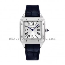 Santos-Dumont XL White Dial in Steel on Black Leather Strap Santos-Dumont XL White Dial in Steel on Black Leather Strap
