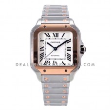 Santos de Cartier 35mm White Dial in Steel/Rose Santos de Cartier 35mm White Dial in Steel/Rose