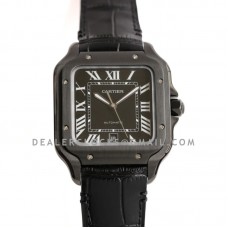 Santos de Cartier 40mm Black Dial in PVD on Black Leather Strap Santos de Cartier 40mm Black Dial in PVD on Black Leather Strap