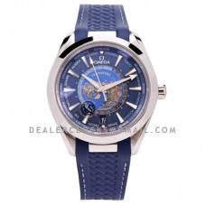 Seamaster Aqua Terra Worldtimer Master Chrononometer Blue Dial on Blue Rubber Strap
