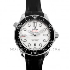 Seamaster Diver 300M Co-Axial Master Chronometer White Dial on Black Rubber Strap