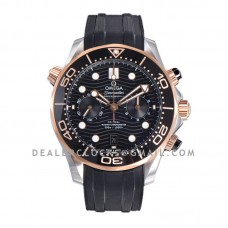 Seamaster Diver 300m Co-Axial Master Chronometer Chronograph 44mm Black Dial in Steel/Rose Gold on Rubber Strap