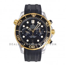 Seamaster Diver 300m Co-Axial Master Chronometer Chronograph 44mm Black Dial in Steel/Yellow Gold on Rubber Strap
