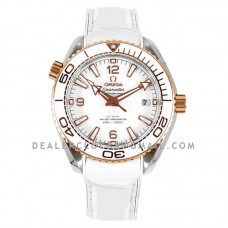 Seamaster Planet Ocean 600M Co-Axial Master Chronometer White/Rose Gold Dial 39.5mm on Leather Strap