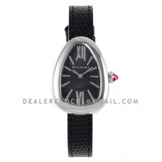Serpenti Seduttori Watch Black Dial in Steel on Black Leather Strap