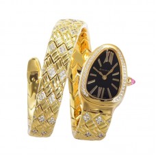 Serpenti Seduttori Watch Black Dial in Yellow Gold with Diamonds