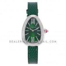 Serpenti Seduttori Watch Green Dial with Diamond Bezel in Steel on Green Leather Strap Serpenti Seduttori Watch Green Dial with Diamond Bezel in Steel on Green Leather Strap