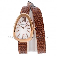 Serpenti Seduttori Watch White Dial in Rose Gold on Brown Leather Strap Serpenti Seduttori Watch White Dial in Rose Gold on Brown Leather Strap