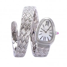 Serpenti Seduttori Watch White Dial in Steel with Diamonds Serpenti Seduttori Watch White Dial in Steel with Diamonds