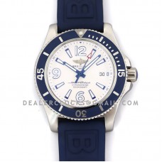 Superocean Automatic 44mm in White Dial on Blue Bezel on Rubber Strap