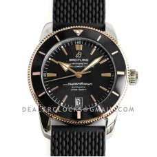 Superocean Heritage II B20 Automatic 42mm in Black Dial on Black and Rose Gold Bezel on Rubber Strap