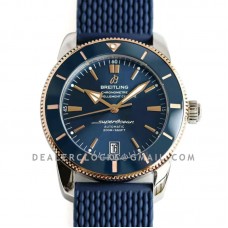 Superocean Heritage II B20 Automatic 42mm in Blue Dial on Blue and Rose Gold Bezel on Rubber Strap