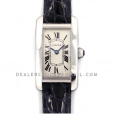 Tank Americaine Watch 19mm White Dial in Steel on Black Alligator Strap Tank Americaine Watch 19mm White Dial in Steel on Black Alligator Strap