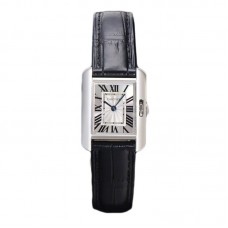 Tank Anglaise 30.2mm White Dial in Steel on Leather Strap Tank Anglaise 30.2mm White Dial in Steel on Leather Strap