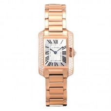Tank Anglaise 30.2mm White Dial with Diamond Bezel in Rose Gold Tank Anglaise 30.2mm White Dial with Diamond Bezel in Rose Gold