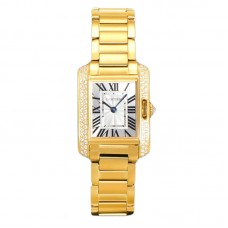 Tank Anglaise 30.2mm White Dial with Diamond Bezel in Yellow Gold Tank Anglaise 30.2mm White Dial with Diamond Bezel in Yellow Gold