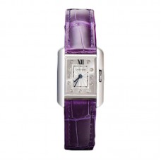 Tank Anglaise 30.2mm White Dial with Diamond Marker in Steel on Leather Strap Tank Anglaise 30.2mm White Dial with Diamond Marker in Steel on Leather Strap