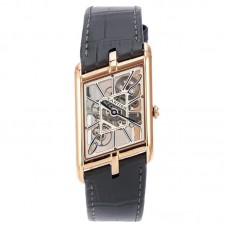 Tank Asymetrique Watch on Rose Gold in Grey Leather Strap Tank Asymetrique Watch on Rose Gold in Grey Leather Strap