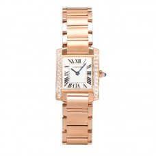 Tank Francaise Watch Small Rose Gold with Diamond Bezel
