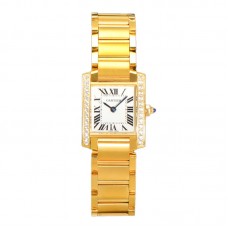 Tank Francaise Watch Small Yellow Gold with Diamond Bezel
