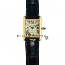 Tank Louis Small White Dial in Yellow Gold