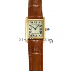 Tank Louis Small White Dial in Yellow Gold in Brown Leather Strap Tank Louis Small White Dial in Yellow Gold in Brown Leather Strap