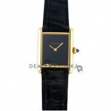 Tank Must Watch Large Black Dial in Yellow Gold Tank Must Watch Large Black Dial in Yellow Gold