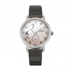 Traditionelle Moon Phase MOP Dial with Diamond Bezel in White Gold on Brown Leather Strap Traditionelle Moon Phase MOP Dial with Diamond Bezel in White Gold on Brown Leather Strap