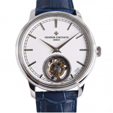 Traditionelle Tourbillon in Steel on Blue Leather Strap Traditionelle Tourbillon in Steel on Blue Leather Strap
