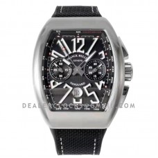 Vanguard V45 Chronograph Black Dial with White Marker in Steel on Nylon Strap