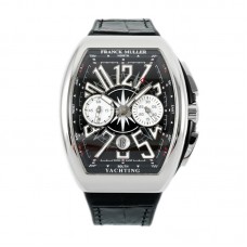 Vanguard V45 Chronograph Black/White Dial with White Marker in Steel on Leather Strap