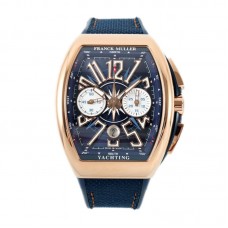Vanguard V45 Chronograph Blue/White Dial with White Marker in Rose Gold on Leather Strap
